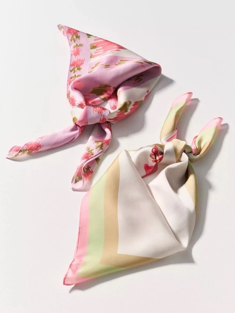 RARE! NWT Anthropologie Fleur Hair Scarves, Set of 2, Pink